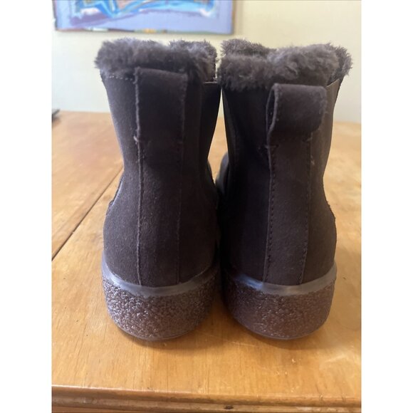 Madewell Joey Warm Pull-On Chelsea Boot Size 9 Dark Coffee Brown Leather FauxFur - Picture 4 of 9